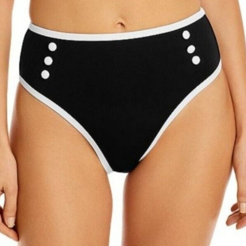 AQUA Button High Waist Bikini Bottom. Size Small.